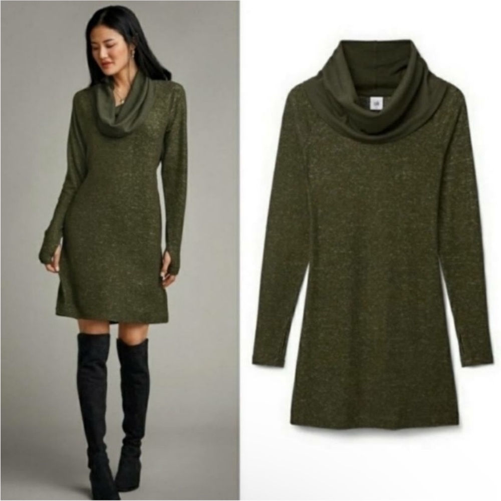 Cabi Solace Cowl Neck Dress Olive Green Size M #4016 NWOT